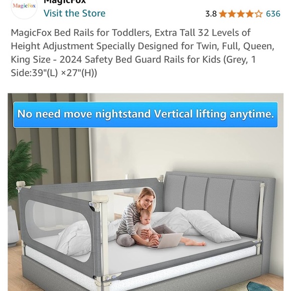 Bed Safety Rail, 1 Side - Picture 3 of 8